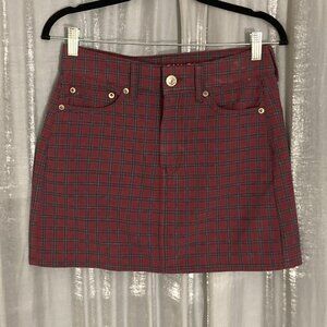 tartan high waisted straight line mini skirt